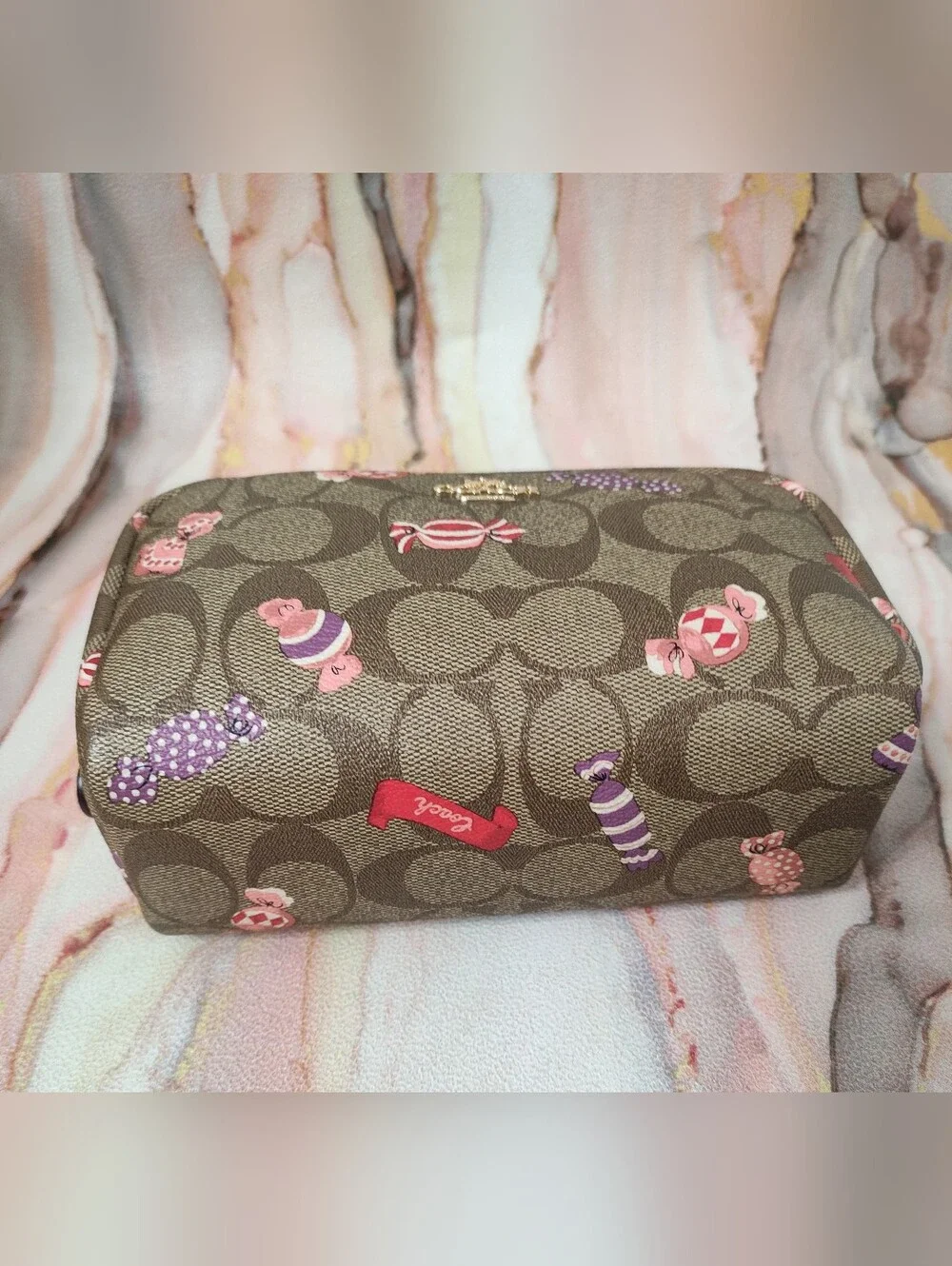 Coach C1388 Small Boxy Cosmetic Case In Signature Canvas With Candy Print